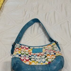 Coach Multicolor Shoulder Bag with Blue Accents